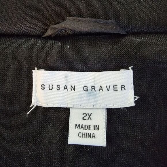 Susan Graver Water Resistant Mixed Media Jacket Black 2x - Picture 9 of 10